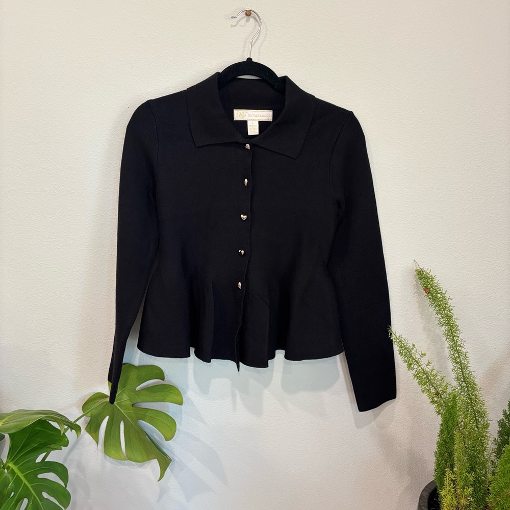 Rich & Famous | Black Button-Up Cardigan | Size Small